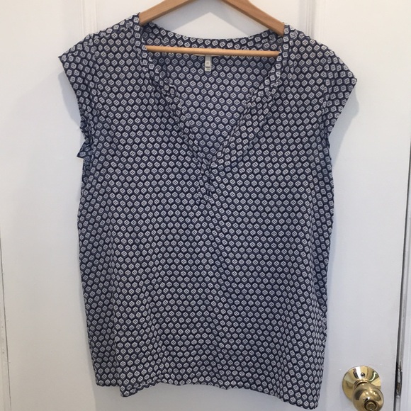 Joie Blue Patterned Silk Blouse - Picture 2 of 6